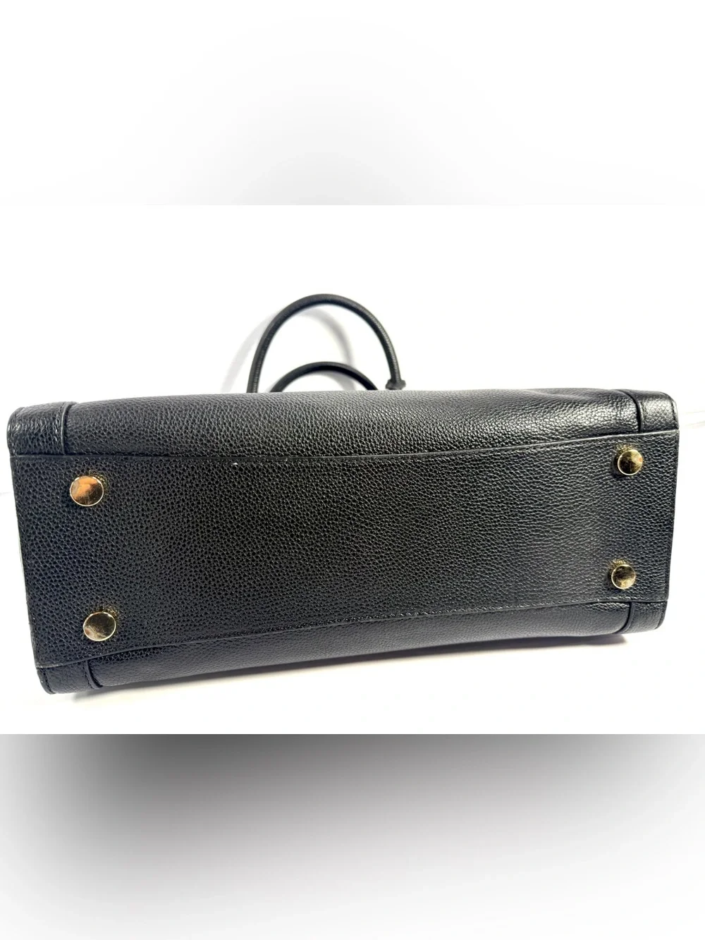 Michael Kors Black Pebbled Leather Satchel with Gold Accents